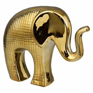 Figura Elefante Decorativo Dorado Con Lineas Irregulares FREE HOME Mediano