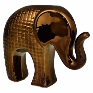 Figura Elefante Decorativo Bronce Con Lineas Irregulares FREE HOME Pequeño
