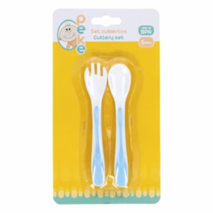 Set De Cuchara Y Tenedor Azul PEKE 2 Piezas