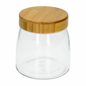 Frasco De Vidrio Con Tapa Bamboo SINOGLASS PEQUENO