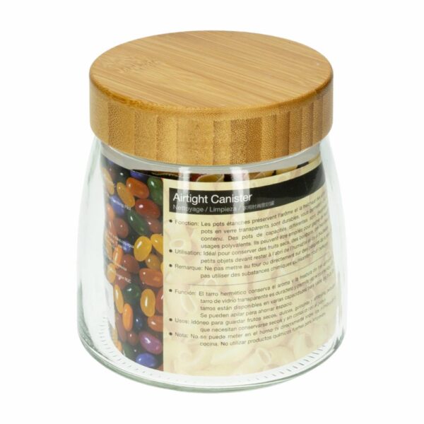 Frasco De Vidrio Con Tapa Bamboo SINOGLASS PEQUENO - Imagen 2