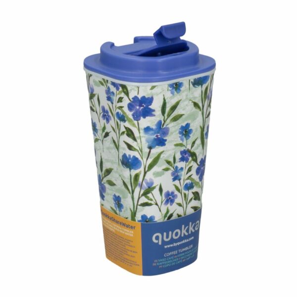 Vaso Plástico Para Café Diseño Flor Azul 450 Ml QUOKKA 40221 - Imagen 2