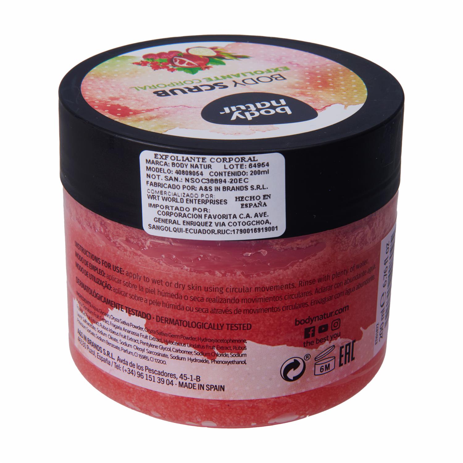 Exfoliante Corporal Frutos Rojos + Granada Y Fruta Dragón BODY NATUR 200 Ml - Imagen 2
