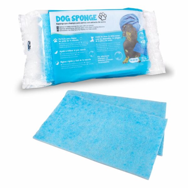 Esponja Para Perros De Limpieza Con Champú Y Extracto De Avena DOG SPONGE 10 Uds