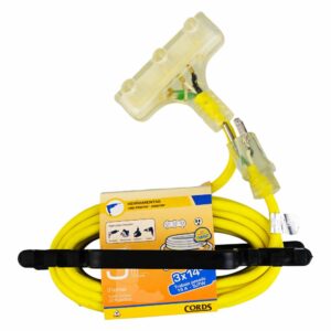 Extensión Eléctrica Lighted Amarilla 3 Tomas 3x14 AWG CORDS 5 Metros