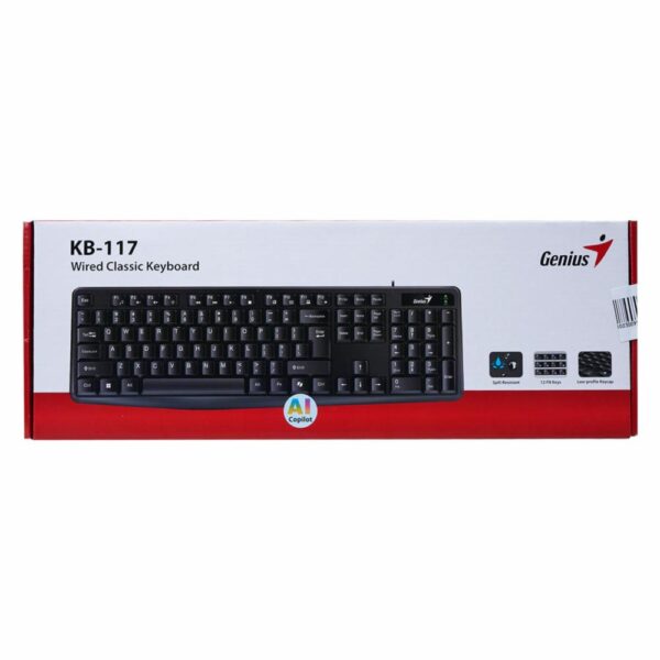 Teclado Clásico Negro Conexión Por USB KB-117 GENIUS Con Cable - Imagen 2