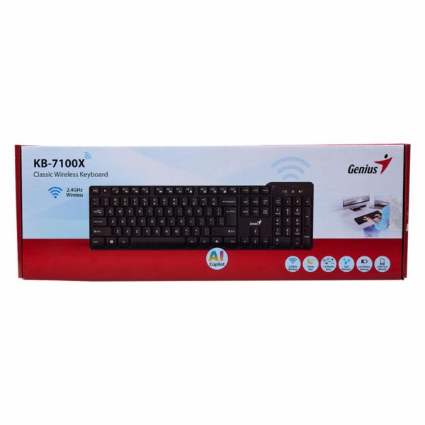 Teclado Clásico Negro Inalámbrico KB-7100X 2,4 GHz GENIUS Wireless - Imagen 2