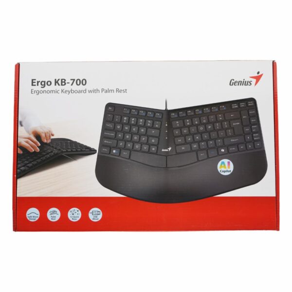 Teclado Ergo KB-700 Negro GENIUS Con Cable - Imagen 2