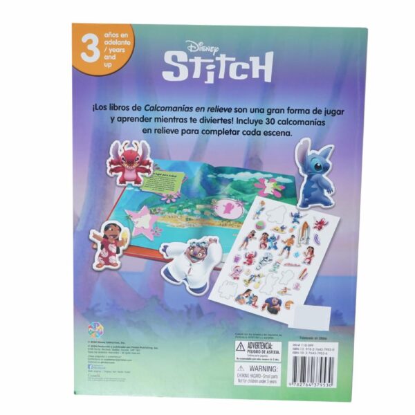 Libro Disney Stitch Calcomanías En Relieve DISNEY 10 Páginas - Imagen 2