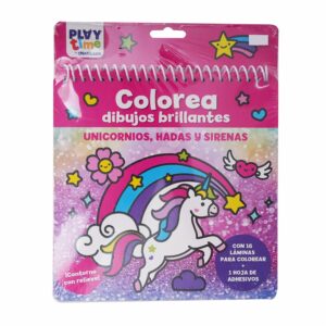 Libro Colorea Dibujos Brillantes Unicornios Hadas Y Sirenas LIBRO DIVO 15 Páginas