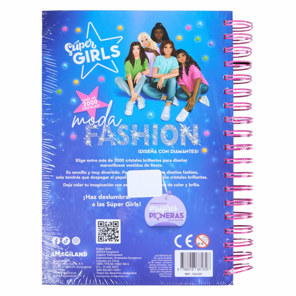Libro Super Girls Moda Fashion Decora Con Diamantes MEGABOOKS 32 Páginas - Imagen 2