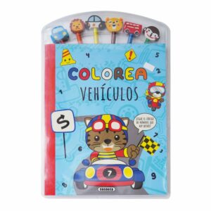 Libro Vehículos + Lápices De Colores Con Borrador SUSAETA 20 Páginas