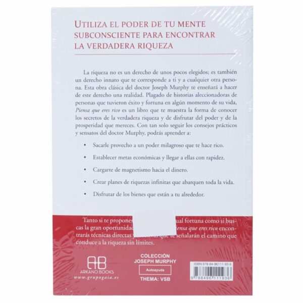 Libro Piensa Que Eres Rico ARKANOBOOKS 317 Páginas - Imagen 2