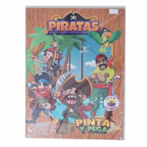 Libro Pinta Y Pega Piratas COQUITO 25 Páginas