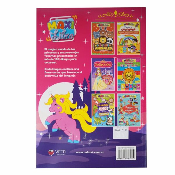 Libro Coloreando Princesas Maxilibro VETA 96 Páginas - Imagen 2