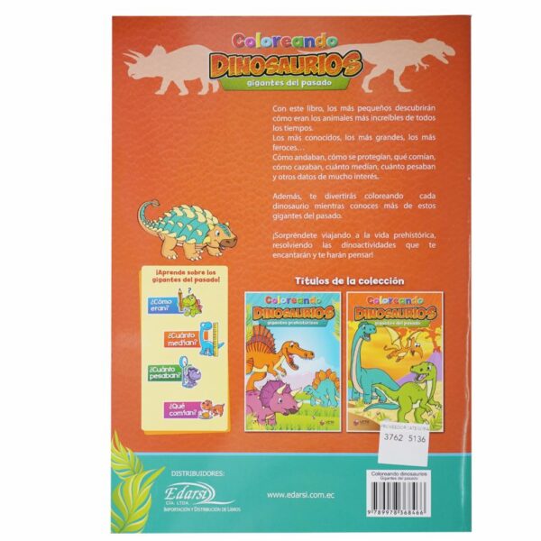 Libro Coloreando Dinosaurios Del Pasado VETA EDICIONES Unidad - Imagen 2