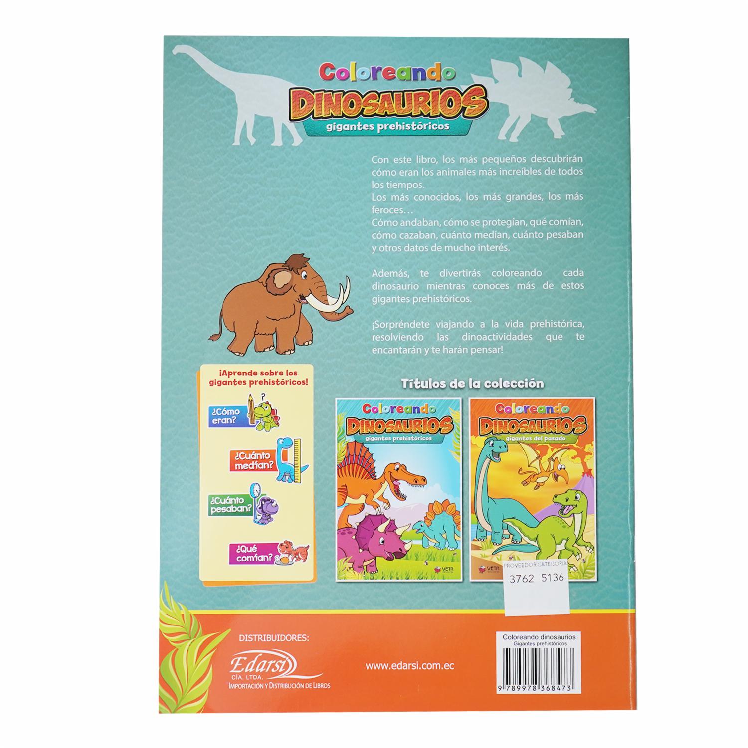 Libro Coloreando Dinosaurios Prehistóricos VETA EDICIONES Unidad - Imagen 2