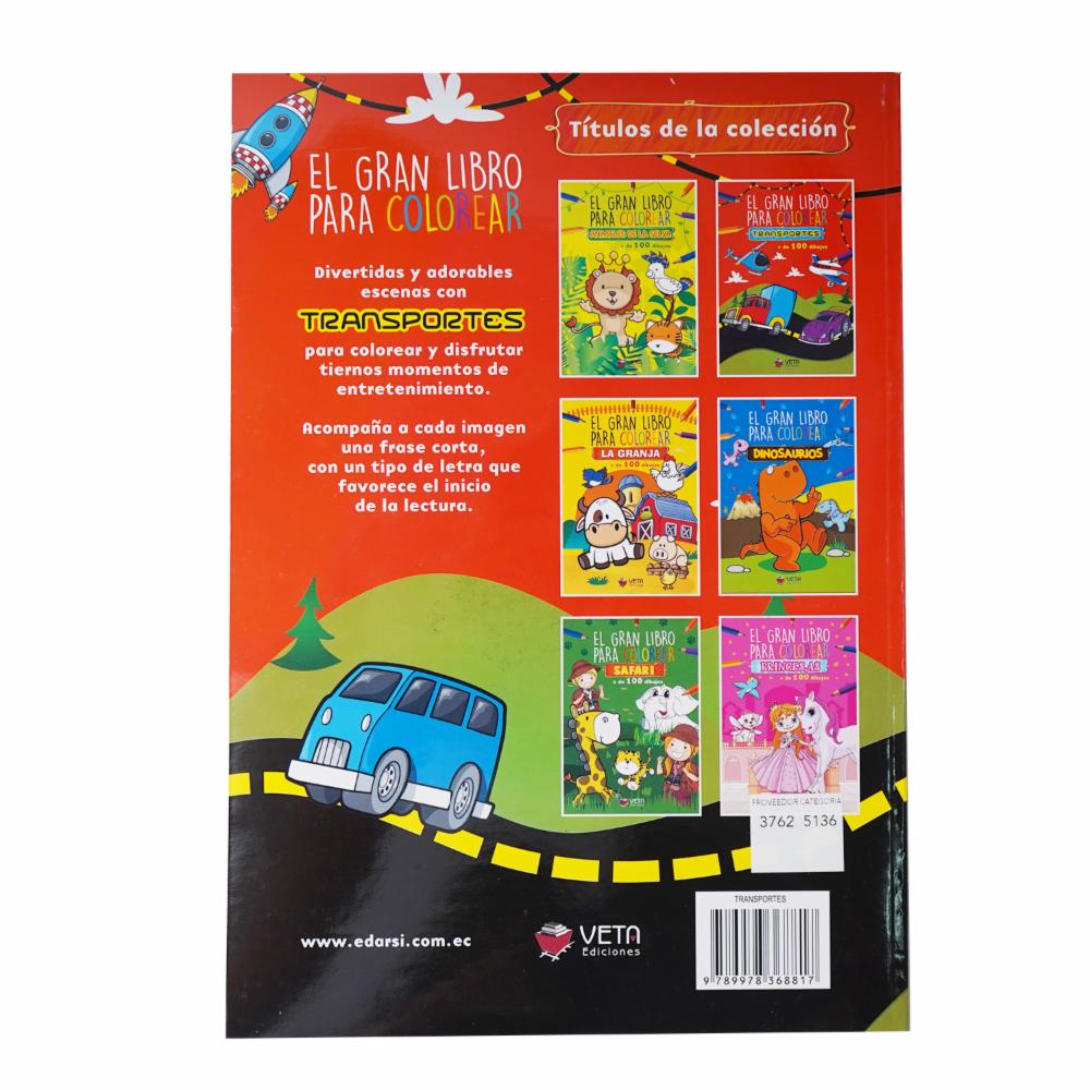 Libro Trasnortes Gran Libro Para Colorear VETA EDICIONES 96 Páginas - Imagen 2