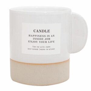 Candelabro Decorativo Blanco Con Vela Y Frase FREE HOME 11.5X9X10.5 Cm