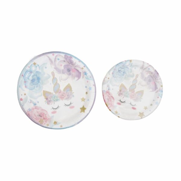 Set De Platos Servilletas Vasos Y Cubiertos Unicornio Azul UNIFELICIDAD 16 Uds - Imagen 2