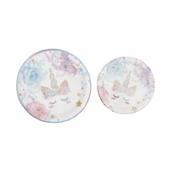 Set De Platos Servilletas Vasos Y Cubiertos Unicornio Azul UNIFELICIDAD 16 Uds - Imagen 2