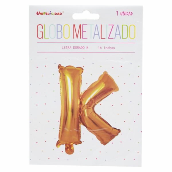 Globo Metalizado Dorado K UNIFELICIDAD 16"
