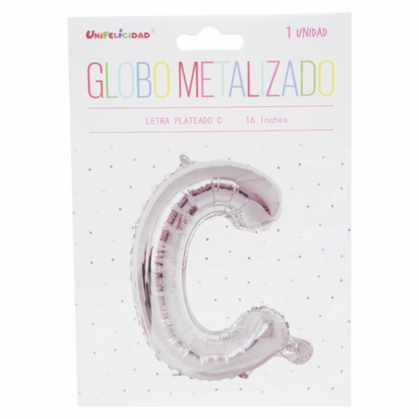 Globo Metalizado Plateado C UNIFELICIDAD 16"