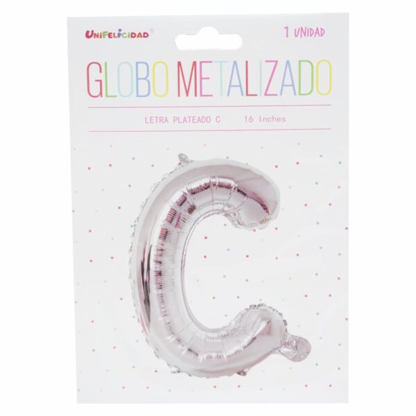 Globo Metalizado Plateado C UNIFELICIDAD 16"