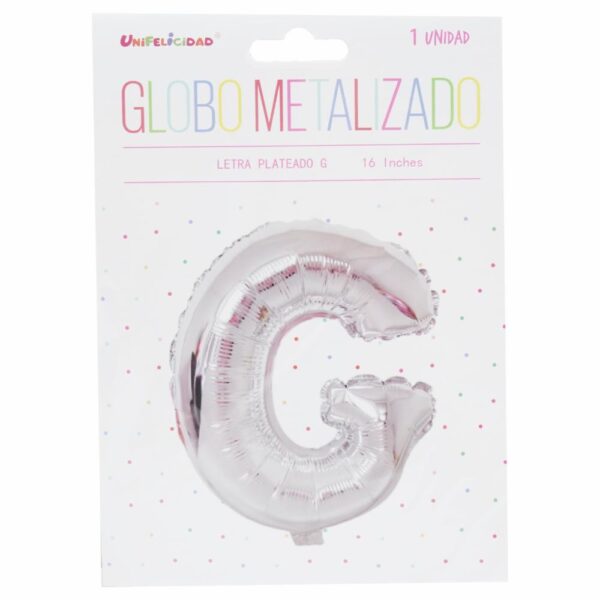 Globo Metalizado Plateado G UNIFELICIDAD 16"