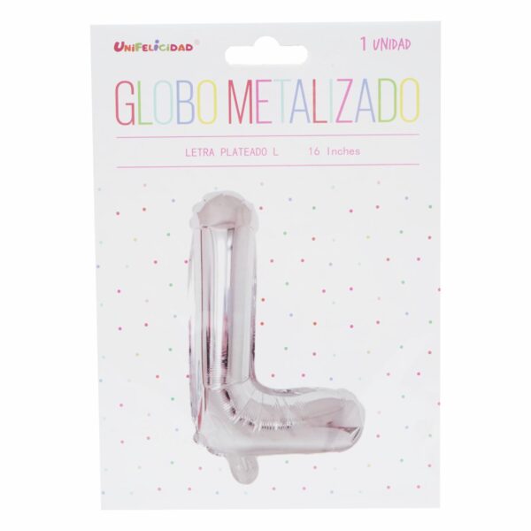 Globo Metalizado Plateado L UNIFELICIDAD 16"