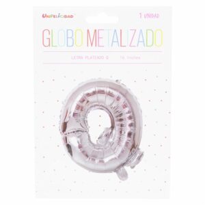 Globo Metalizado Plateado Q UNIFELICIDAD 16"