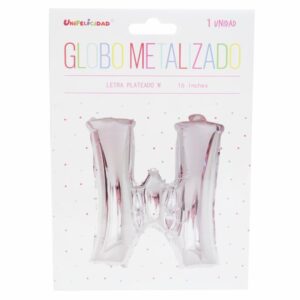 Globo Metalizado Plateado W UNIFELICIDAD 16"
