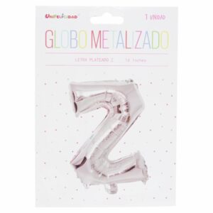 Globo Metalizado Plateado Z UNIFELICIDAD 16"