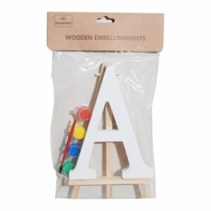 Set Letra Madera A  Blanca Con Acuarelas BABY CRAFT 15X1.2CM