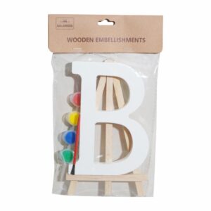 Set Letra Madera B  Blanca Con Acuarelas BABY CRAFT 15X1.2CM