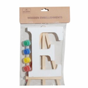 Set Letra Madera E  Blanca Con Acuarelas BABY CRAFT 15X1.2CM