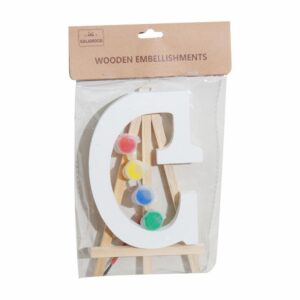Set Letra Madera G  Blanca Con Acuarelas BABY CRAFT 15X1.2CM