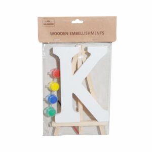 Set Letra Madera K  Blanca Con Acuarelas BABY CRAFT 15X1.2CM