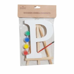 Set Letra Madera P  Blanca Con Acuarelas BABY CRAFT 15X1.2CM