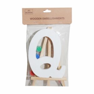 Set Letra Madera Q  Blanca Con Acuarelas BABY CRAFT 15X1.2CM