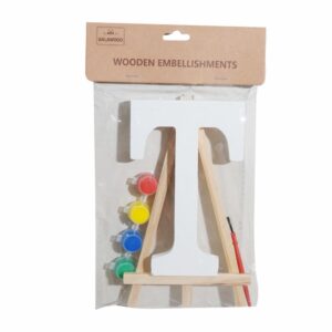 Set Letra Madera T  Blanca Con Acuarelas BABY CRAFT 15X1.2CM