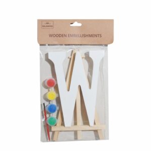Set Letra Madera W  Blanca Con Acuarelas BABY CRAFT 15X1.2CM