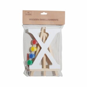 Set Letra Madera X  Blanca Con Acuarelas BABY CRAFT 15X1.2CM