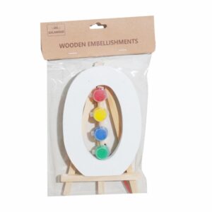 Set Numero Madera N.0  Blancas Con Acuarelas BABY CRAFT 15X1.2CM