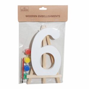 Set Numero Madera N.6  Blancas Con Acuarelas BABY CRAFT 15X1.2CM
