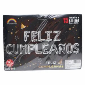 Globo Letras Feliz Cumpleaños Plateado JASON BALLOONS 15 Piezas