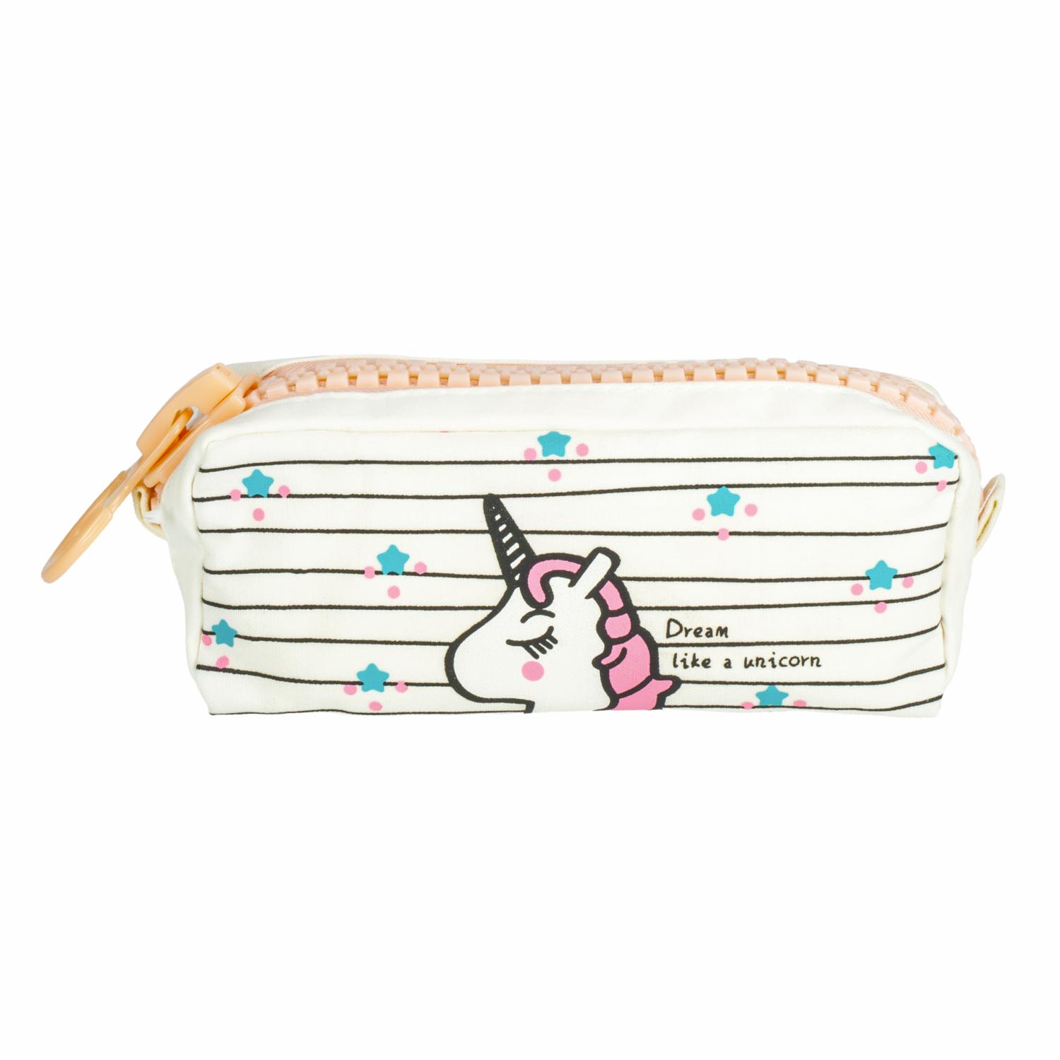 Cartuchera Unicornio Cierre Grueso NINGBO KINGYA Blanco - Imagen 2