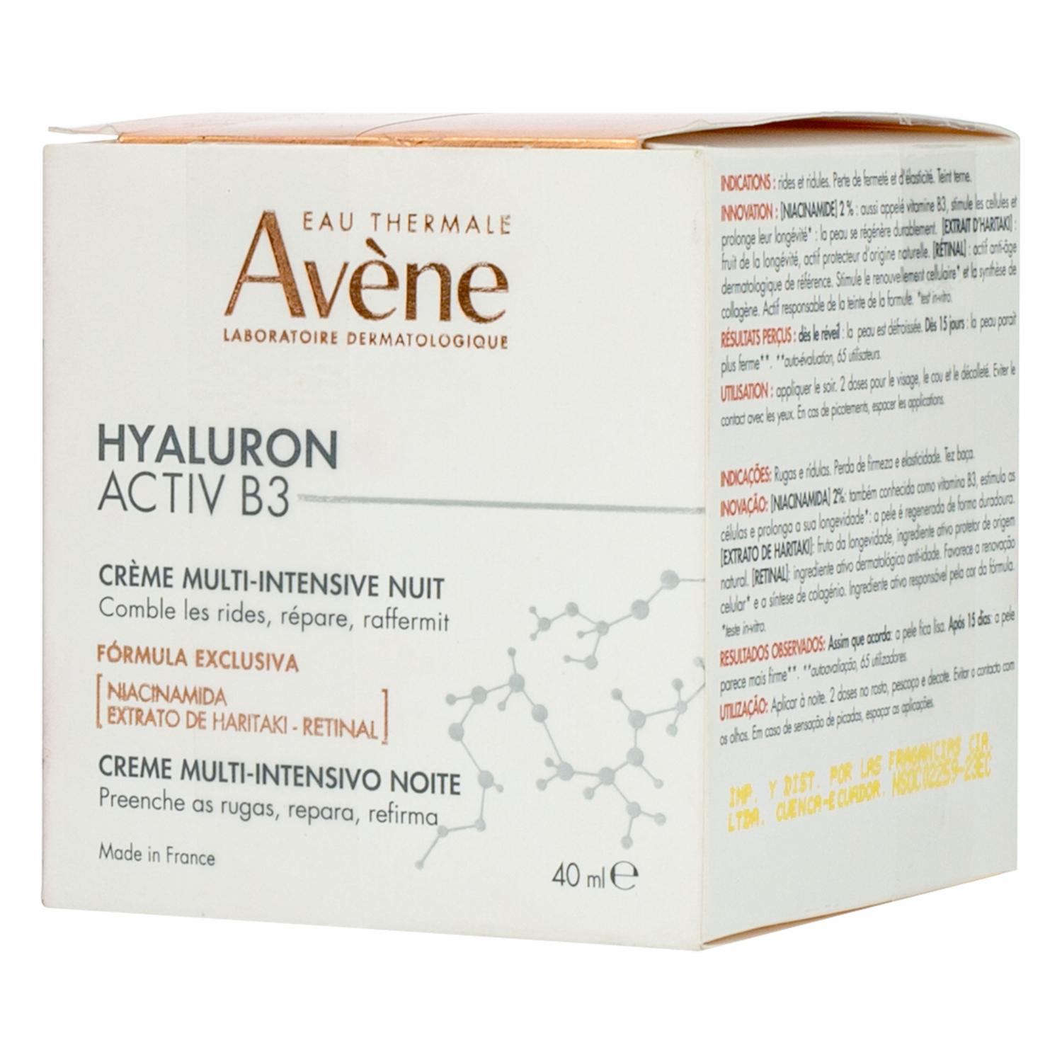 Crema Facial Hyaluron Activ B3 Multi Intensiva De Noche AVÈNE 40 Ml