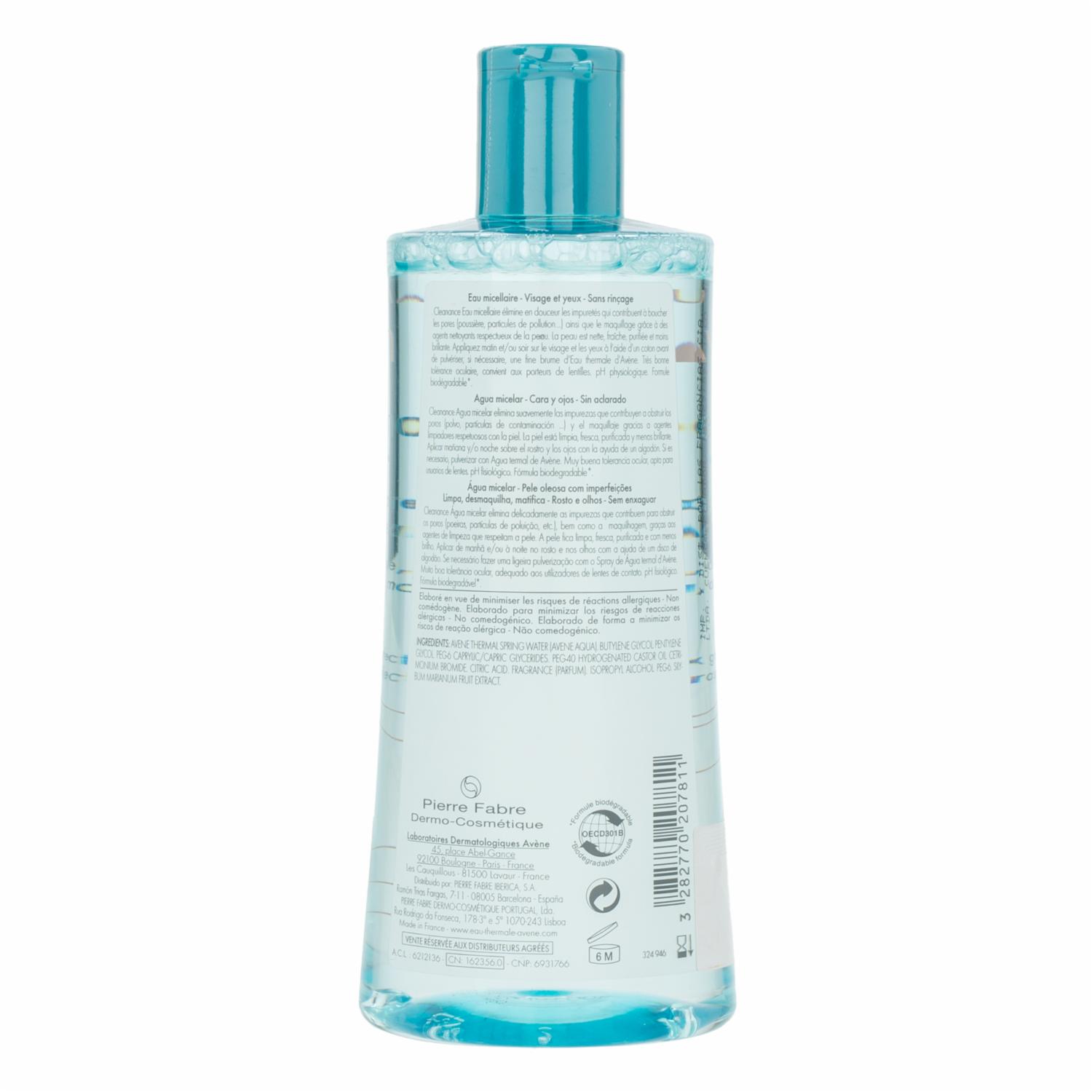 Agua Micelar Cleanance Para Piel Grasa AVÈNE 400 Ml - Imagen 2