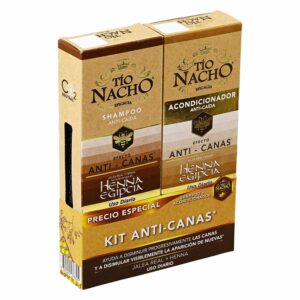 Shampoo Y Acondicionador Anti-Caída Efecto Anti - Canas Henna Egipcia Kit TÍO NACHO 2 X 415 Ml
